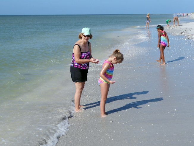 Kathy joins in the shell hunt